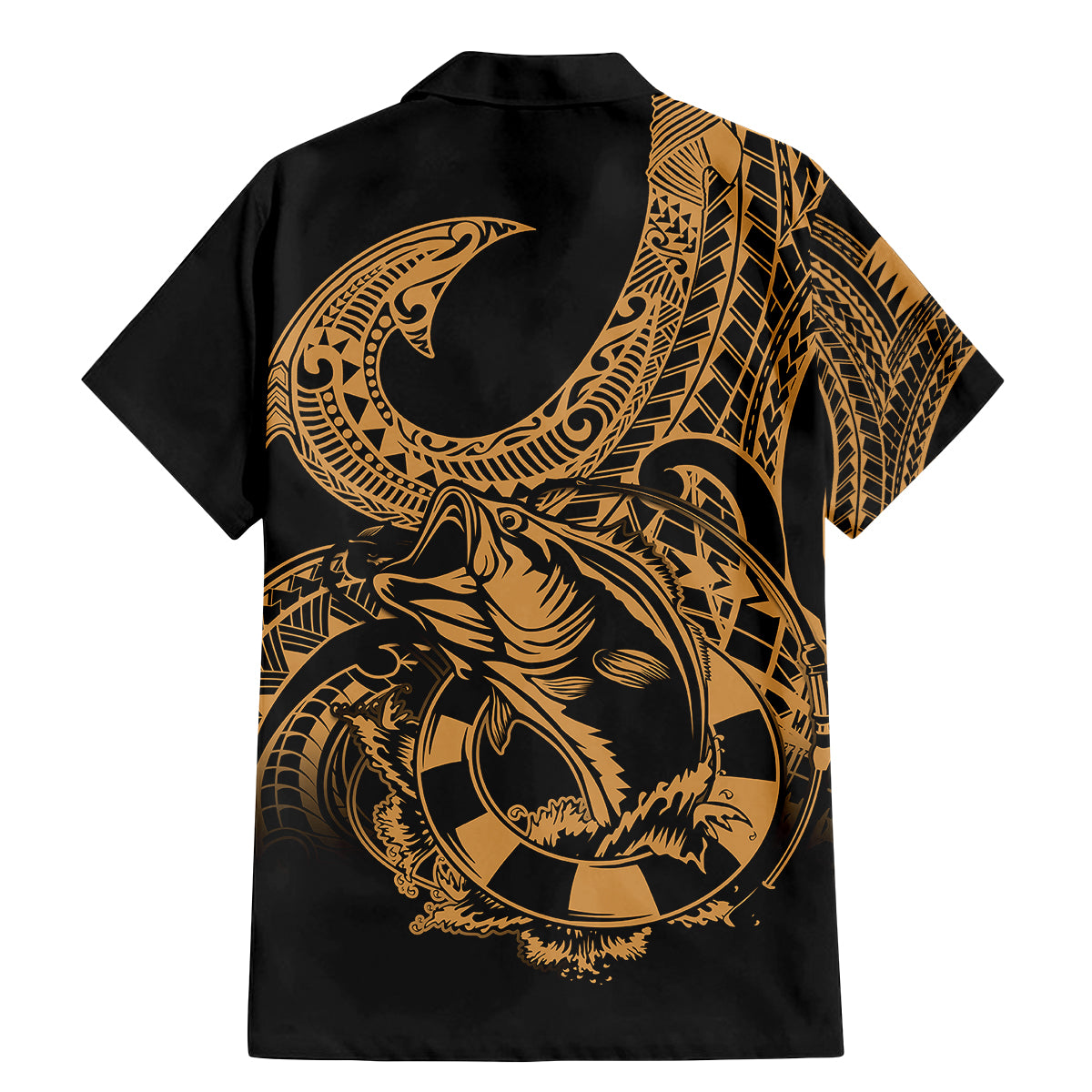 polynesia-family-matching-mermaid-dress-and-hawaiian-shirt-fish-hook-tattoo-go-fishing-polynesian-pattern-gold