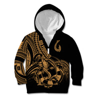 Polynesia Kid Hoodie Fish Hook Tattoo Go Fishing Polynesian Pattern Gold LT14 Zip Hoodie Gold - Polynesian Pride