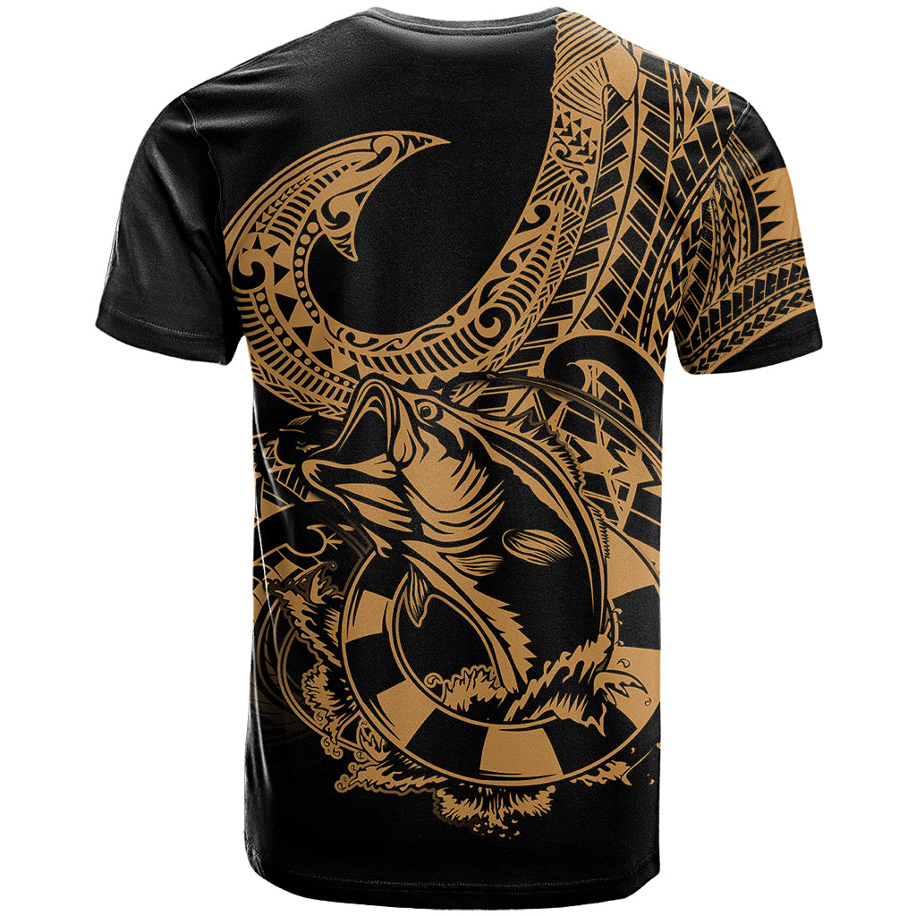 Polynesia T Shirt Fish Hook Tattoo Go Fishing Polynesian Pattern Gold LT14 - Polynesian Pride