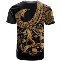 Polynesia T Shirt Fish Hook Tattoo Go Fishing Polynesian Pattern Gold LT14 - Polynesian Pride