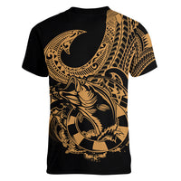 polynesia-women-v-neck-t-shirt-fish-hook-tattoo-go-fishing-polynesian-pattern-gold