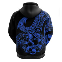 Polynesia Hoodie Fish Hook Tattoo Go Fishing Polynesian Pattern Blue LT14 - Polynesian Pride