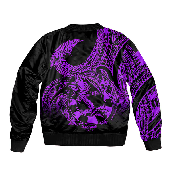 Polynesia Sleeve Zip Bomber Jacket Fish Hook Tattoo Go Fishing ...
