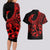Polynesia Couples Matching Long Sleeve Bodycon Dress and Hawaiian Shirt Fish Hook Tattoo Go Fishing Polynesian Pattern Red LT14 - Polynesian Pride