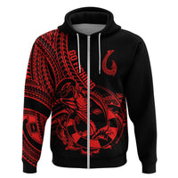 Polynesia Hoodie Fish Hook Tattoo Go Fishing Polynesian Pattern Red LT14 - Polynesian Pride