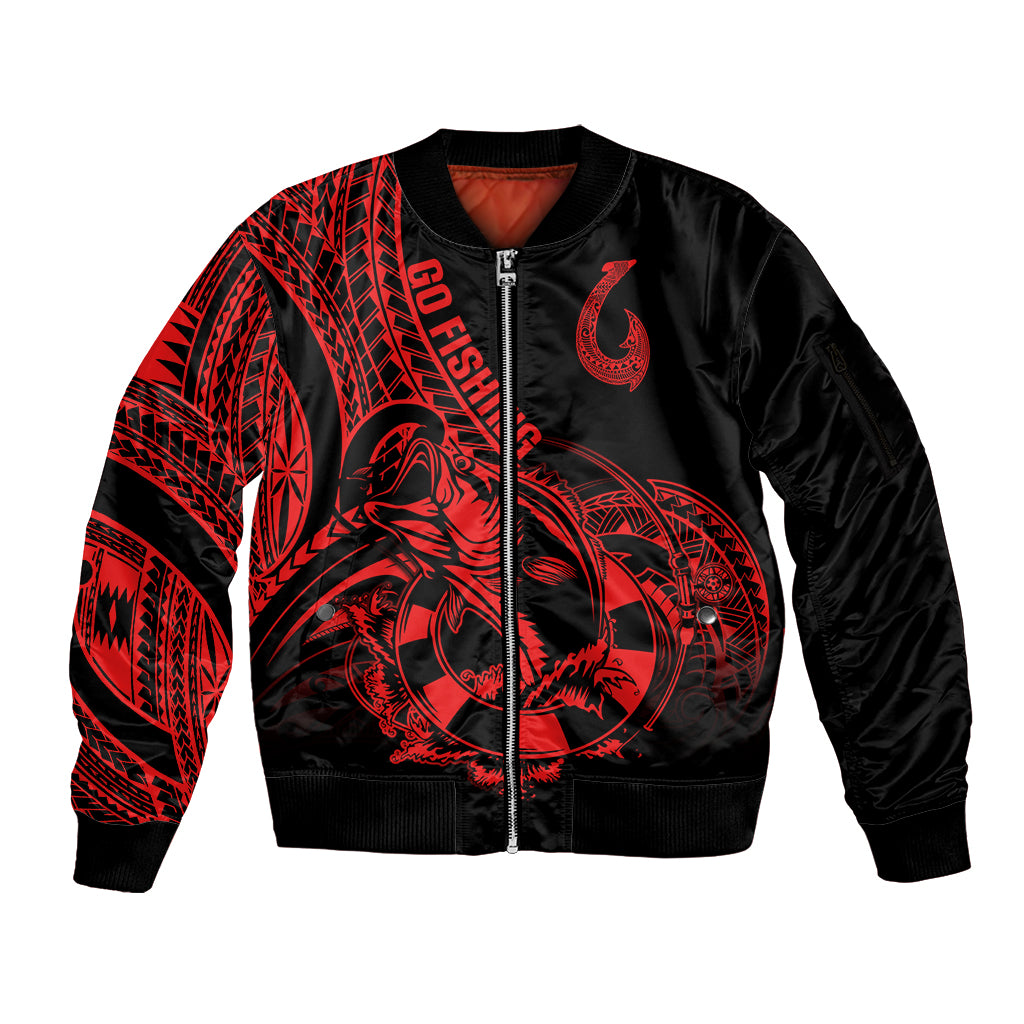 polynesia-sleeve-zip-bomber-jacket-fish-hook-tattoo-go-fishing-polynesian-pattern-red