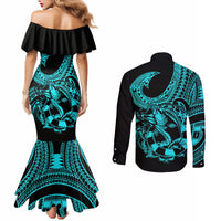 polynesia-couples-matching-mermaid-dress-and-long-sleeve-button-shirts-fish-hook-tattoo-go-fishing-polynesian-pattern-turquosie