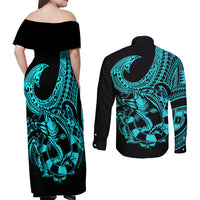 polynesia-couples-matching-off-shoulder-maxi-dress-and-long-sleeve-button-shirts-fish-hook-tattoo-go-fishing-polynesian-pattern-turquosie