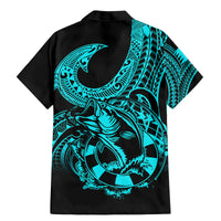 polynesia-family-matching-mermaid-dress-and-hawaiian-shirt-fish-hook-tattoo-go-fishing-polynesian-pattern-turquosie