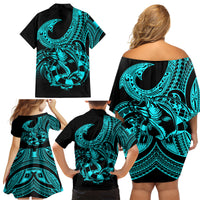 polynesia-family-matching-off-shoulder-short-dress-and-hawaiian-shirt-fish-hook-tattoo-go-fishing-polynesian-pattern-turquosie