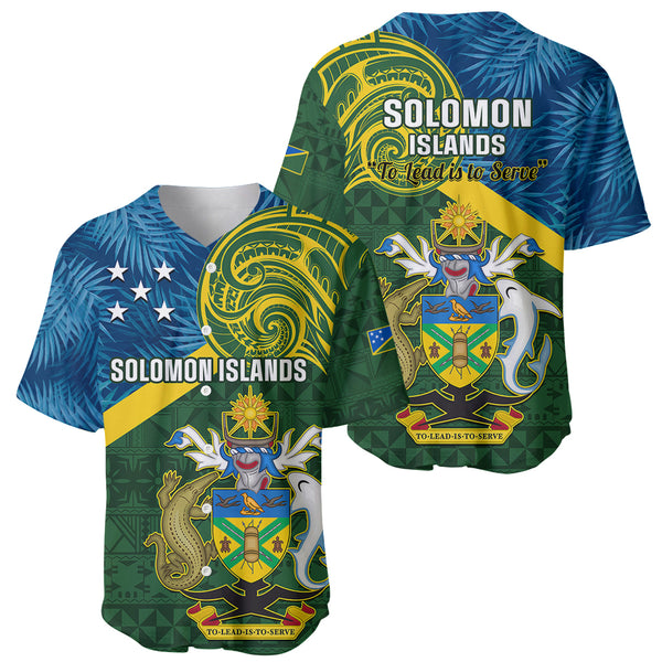Solomon Islands Baseball Jersey Tropical Leaves With Melanesian Pattern ...