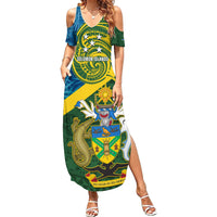 solomon-islands-family-matching-summer-maxi-dress-and-hawaiian-shirt-tropical-leaves-with-melanesian-pattern