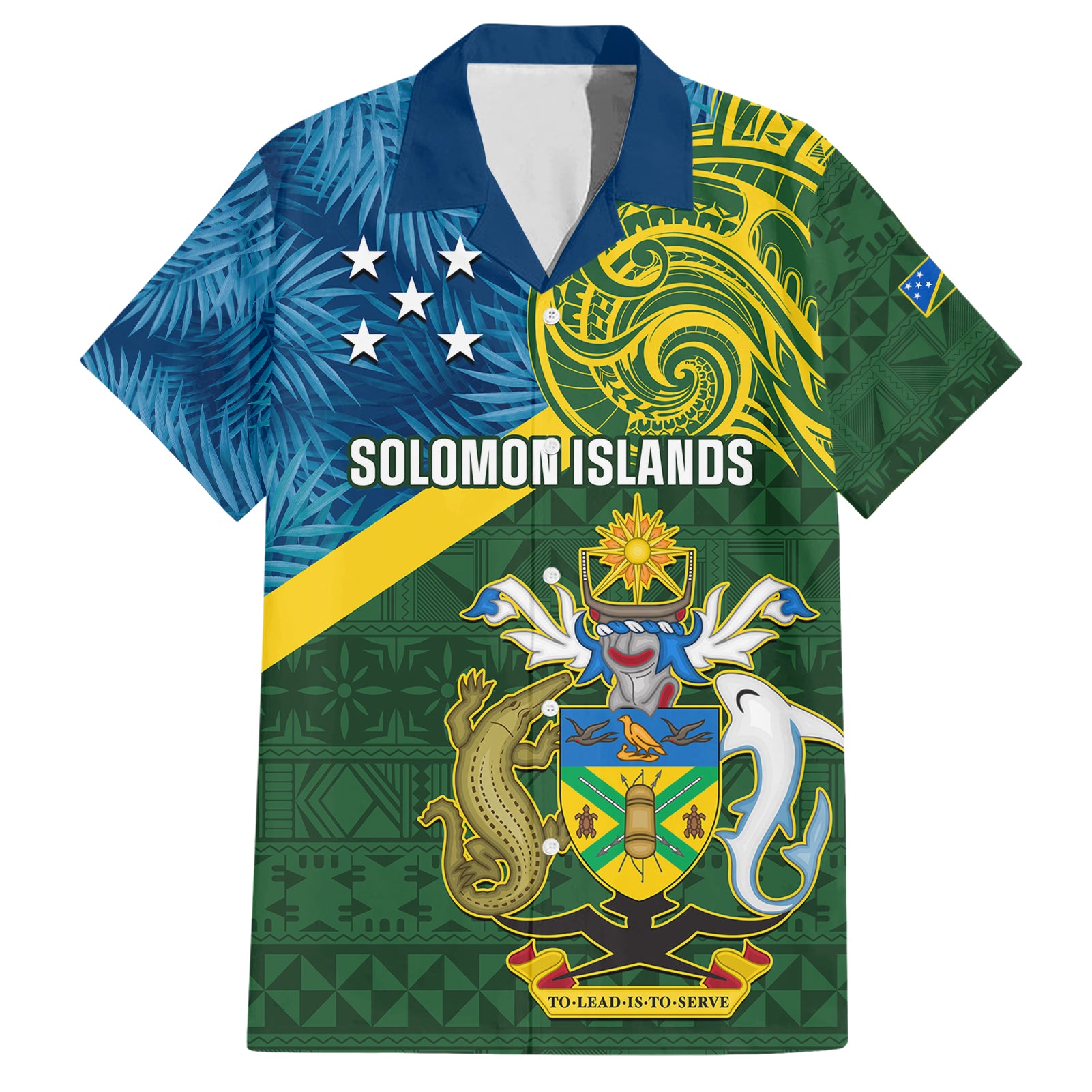 Solomon Islands Hawaiian Shirt Tropical Leaves With Melanesian Pattern LT14 Green - Polynesian Pride