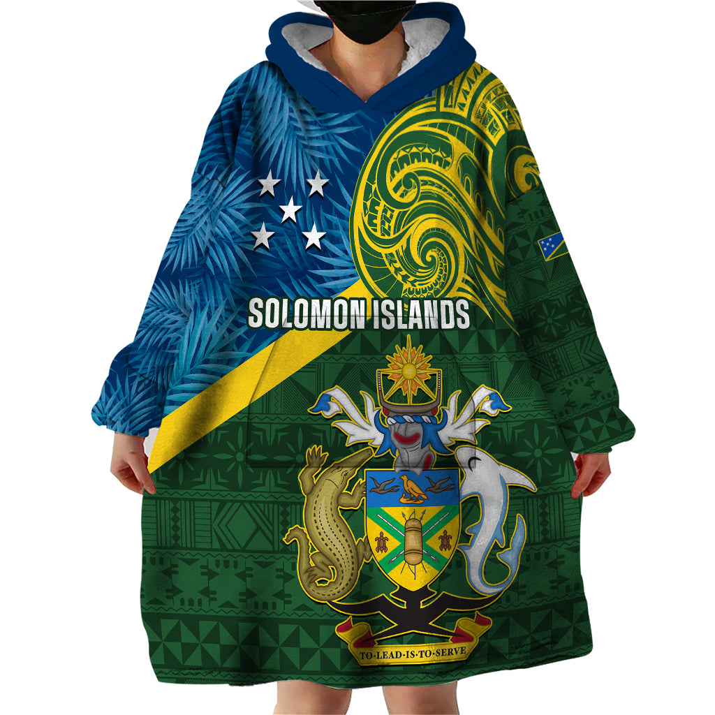 solomon-islands-wearable-blanket-hoodie-tropical-leaves-with-melanesian-pattern
