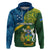 Personalised Solomon Islands Hoodie Tropical Leaves With Melanesian Pattern LT14 Green - Polynesian Pride