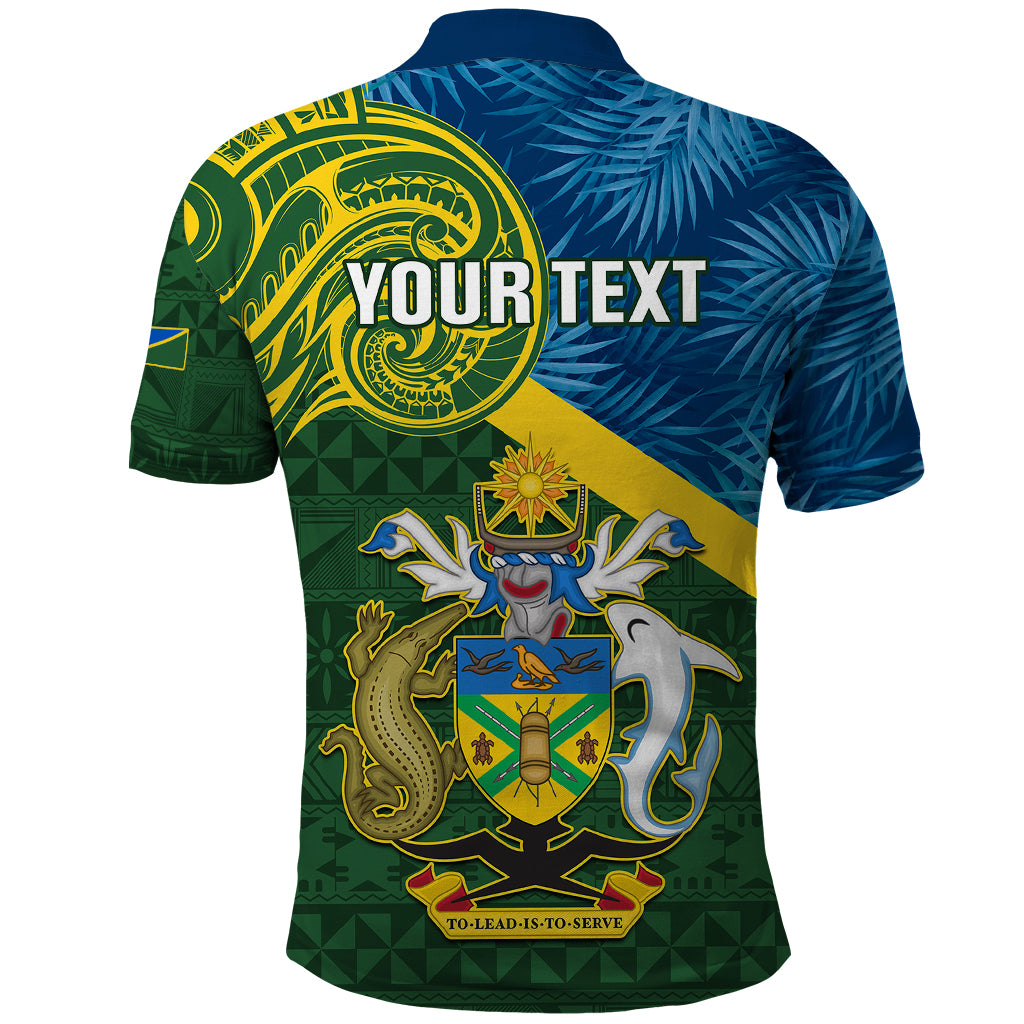 Personalised Solomon Islands Polo Shirt Tropical Leaves With Melanesian Pattern LT14 - Polynesian Pride