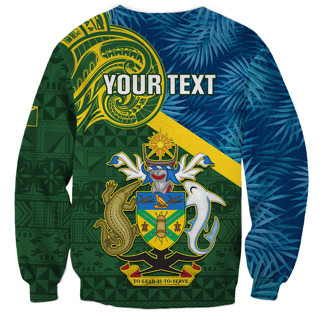 Personalised Solomon Islands Sweatshirt Tropical Leaves With Melanesian Pattern LT14 - Polynesian Pride
