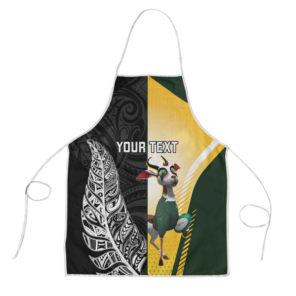 New Zealand and South Africa Rugby Custom Apron Maori Silver Fern Springbok Together - Polynesian Pride