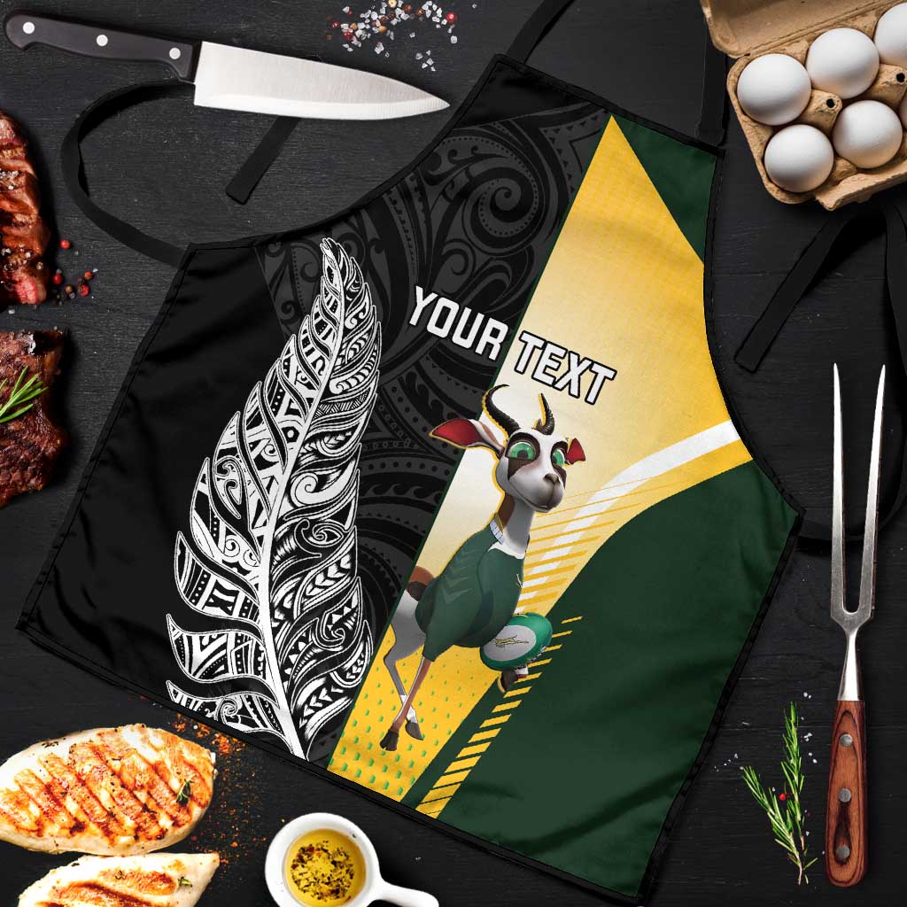 New Zealand and South Africa Rugby Custom Apron Maori Silver Fern Springbok Together - Polynesian Pride