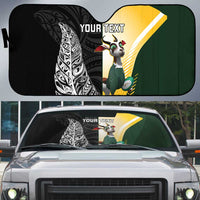 New Zealand and South Africa Rugby Custom Auto Sun Shade Maori Silver Fern Springbok Together - Polynesian Pride