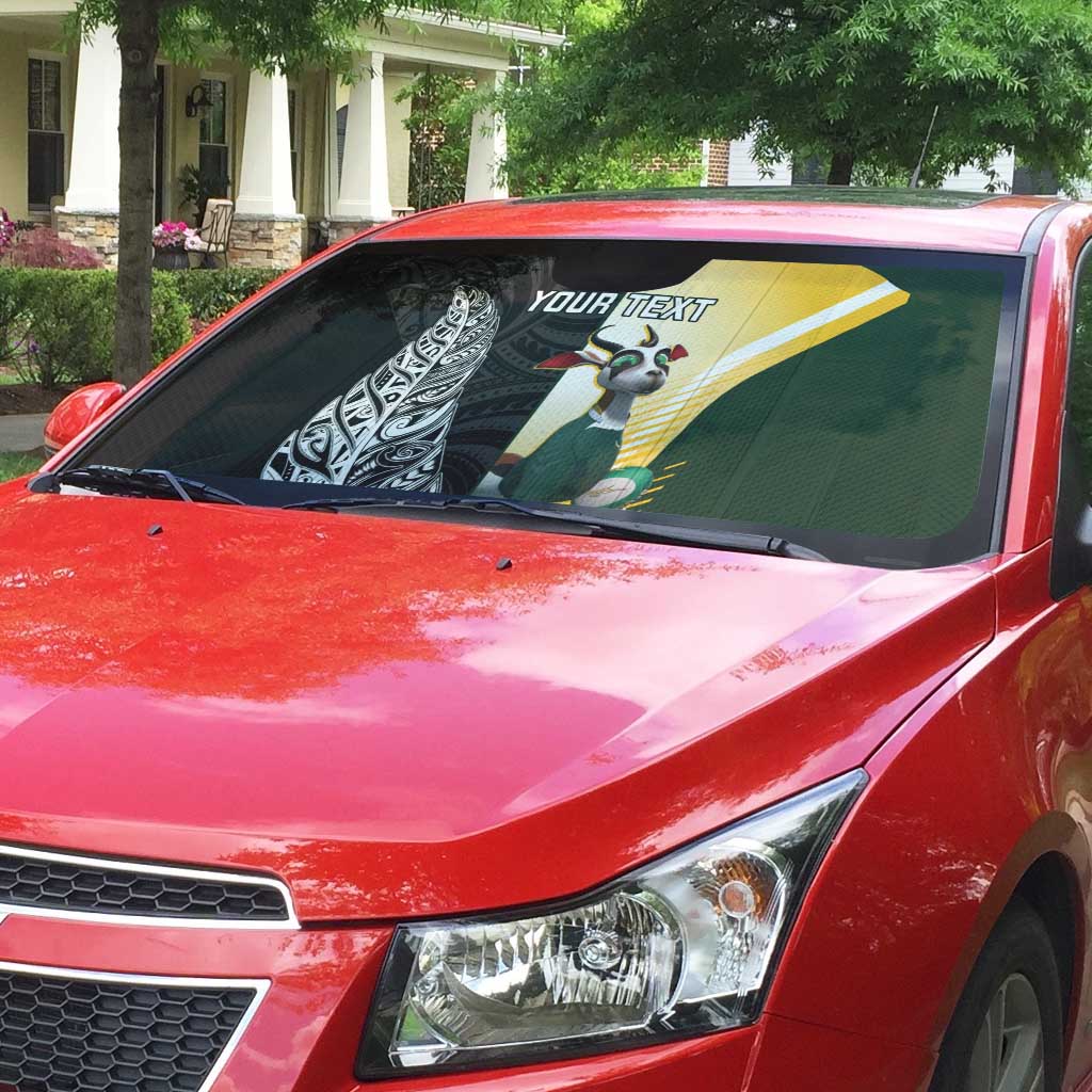 New Zealand and South Africa Rugby Custom Auto Sun Shade Maori Silver Fern Springbok Together - Polynesian Pride