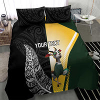 New Zealand and South Africa Rugby Custom Bedding Set Maori Silver Fern Springbok Together - Polynesian Pride