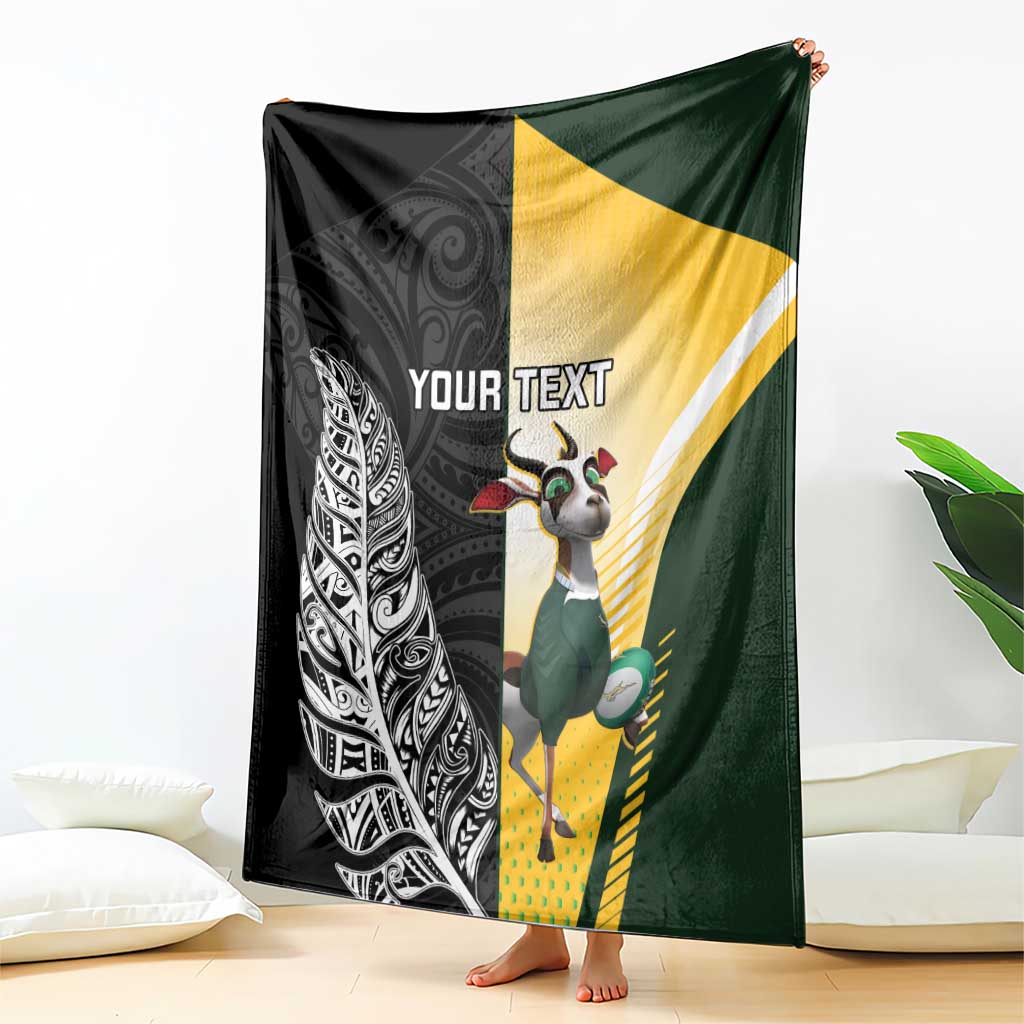 New Zealand and South Africa Rugby Custom Blanket Maori Silver Fern Springbok Together - Polynesian Pride