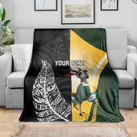 New Zealand and South Africa Rugby Custom Blanket Maori Silver Fern Springbok Together - Polynesian Pride