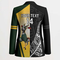 New Zealand and South Africa Rugby Custom Blazer Maori Silver Fern Springbok Together - Polynesian Pride