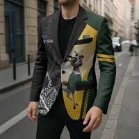 New Zealand and South Africa Rugby Custom Blazer Maori Silver Fern Springbok Together - Polynesian Pride