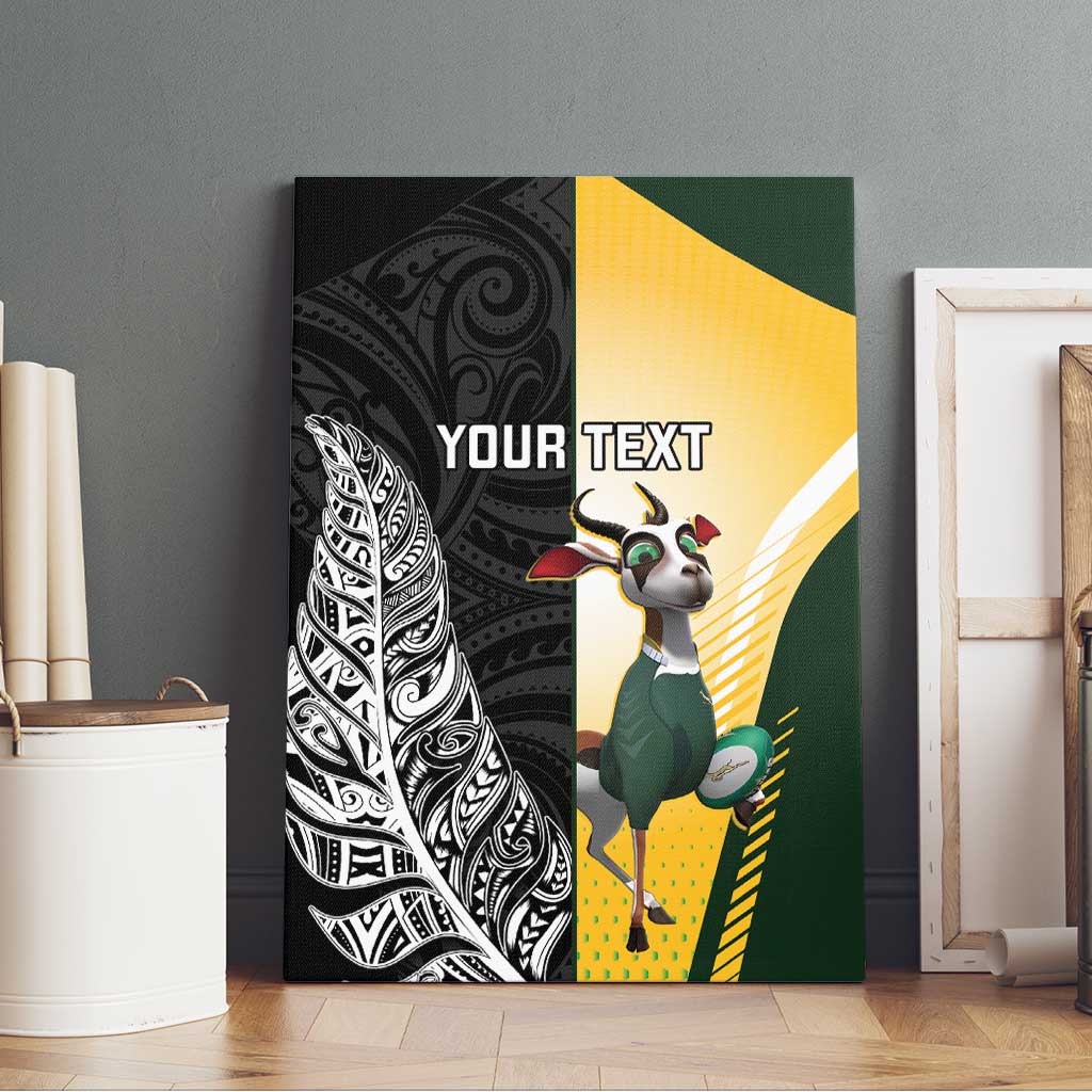 New Zealand and South Africa Rugby Custom Canvas Wall Art Maori Silver Fern Springbok Together - Polynesian Pride