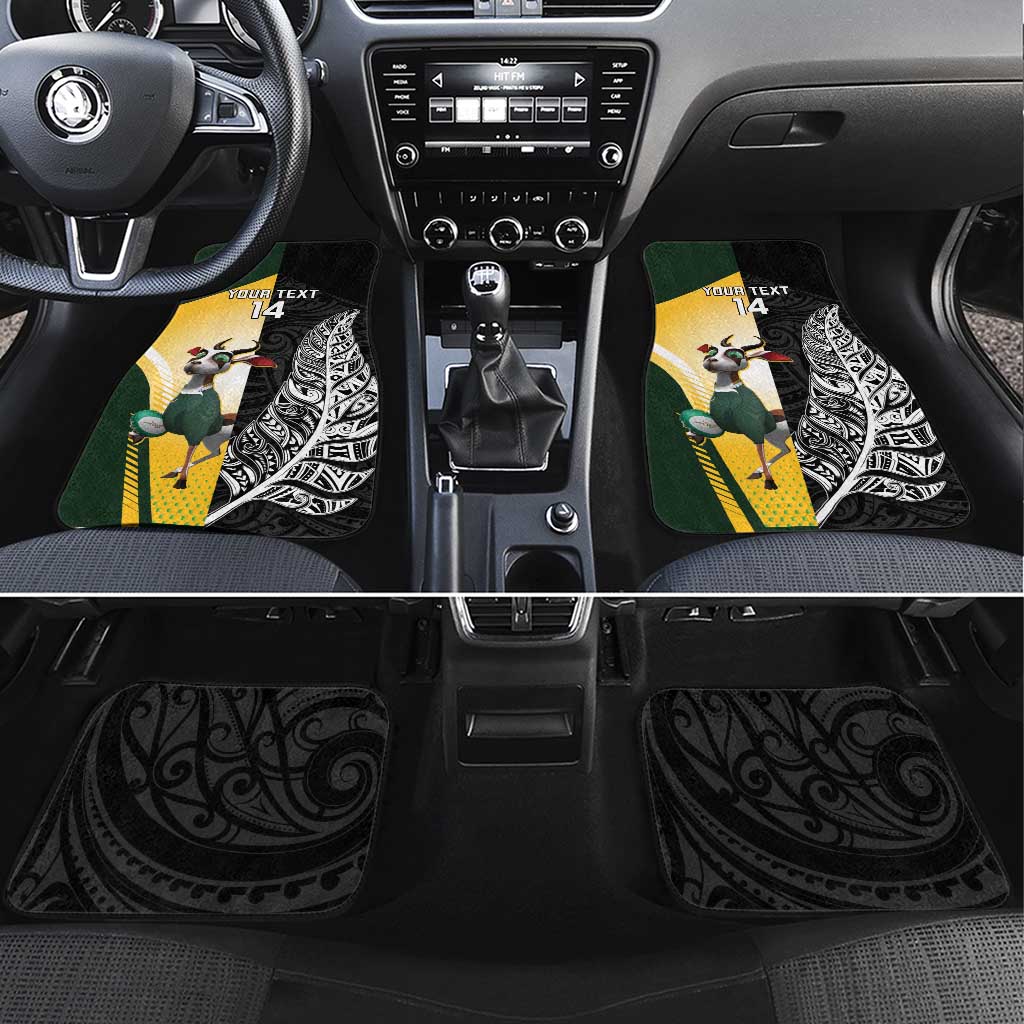 New Zealand and South Africa Rugby Custom Car Mats Maori Silver Fern Springbok Together - Polynesian Pride