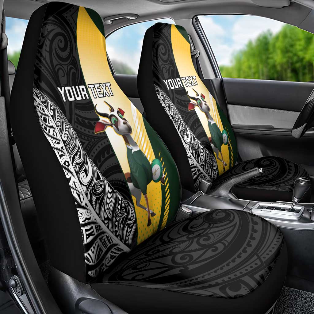 New Zealand and South Africa Rugby Custom Car Seat Cover Maori Silver Fern Springbok Together - Polynesian Pride