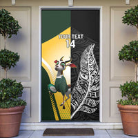 New Zealand and South Africa Rugby Custom Door Cover Maori Silver Fern Springbok Together - Polynesian Pride
