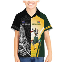 New Zealand and South Africa Rugby Custom Family Matching Mermaid Dress and Hawaiian Shirt Maori Silver Fern Springbok Together - Polynesian Pride
