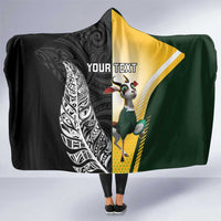 New Zealand and South Africa Rugby Custom Hooded Blanket Maori Silver Fern Springbok Together - Polynesian Pride