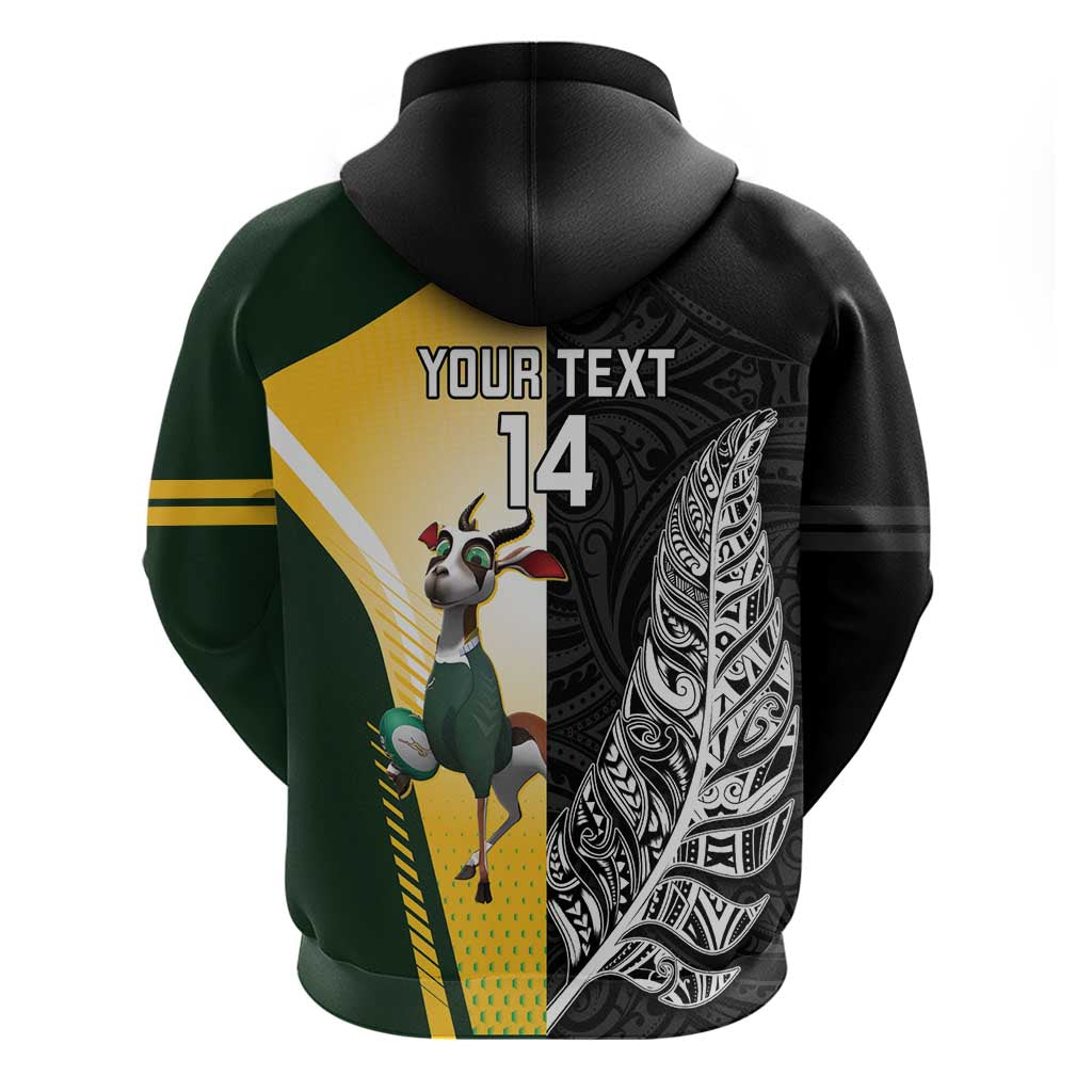 New Zealand and South Africa Rugby Custom Hoodie Maori Silver Fern Springbok Together - Polynesian Pride