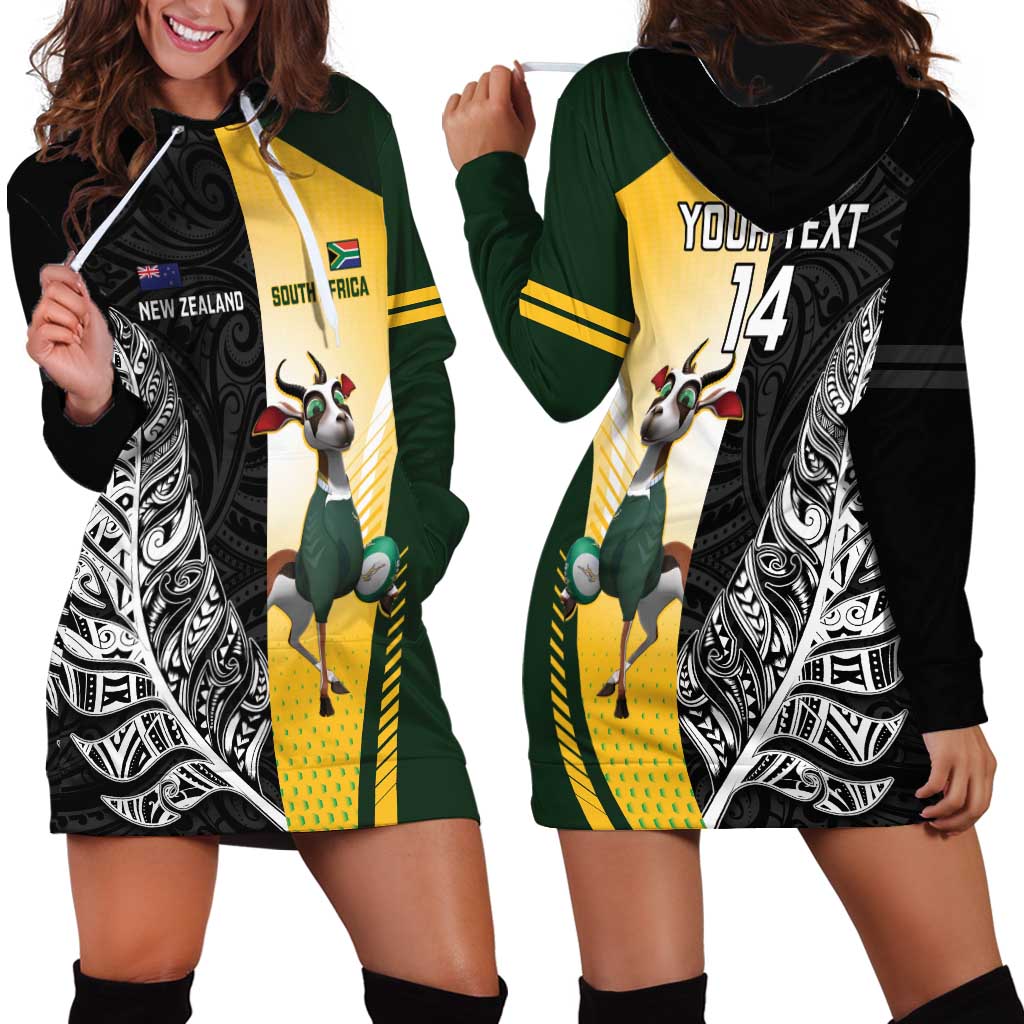 New Zealand and South Africa Rugby Custom Hoodie Dress Maori Silver Fern Springbok Together - Polynesian Pride