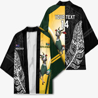 New Zealand and South Africa Rugby Custom Kimono Maori Silver Fern Springbok Together - Polynesian Pride