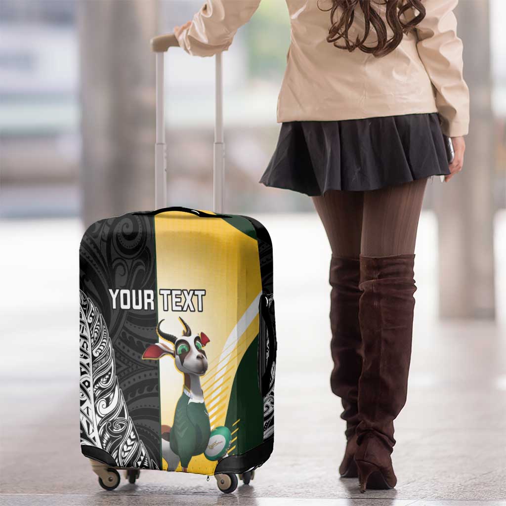 New Zealand and South Africa Rugby Custom Luggage Cover Maori Silver Fern Springbok Together - Polynesian Pride