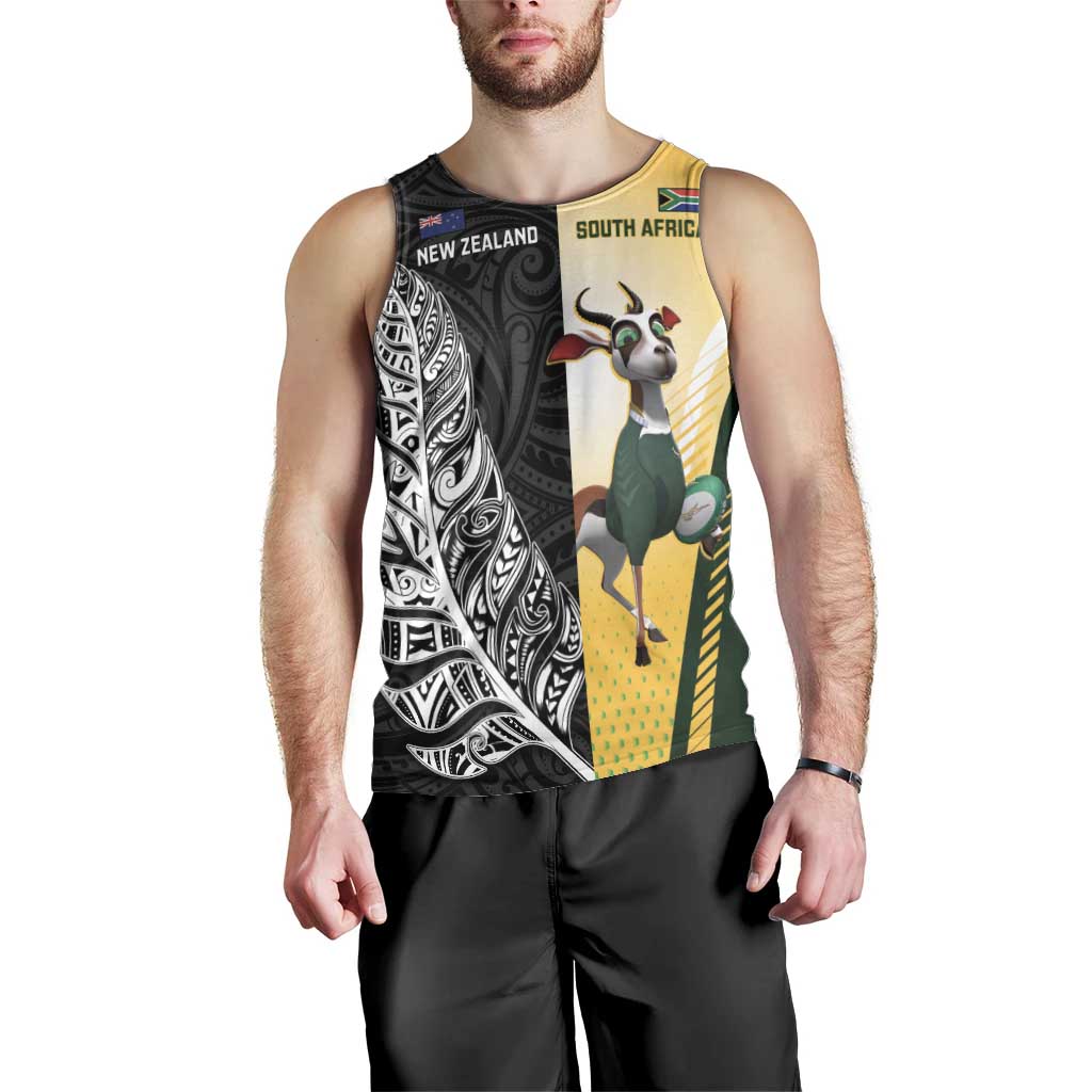 New Zealand and South Africa Rugby Custom Men Tank Top Maori Silver Fern Springbok Together - Polynesian Pride