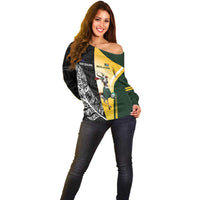 New Zealand and South Africa Rugby Custom Off Shoulder Sweater Maori Silver Fern Springbok Together - Polynesian Pride