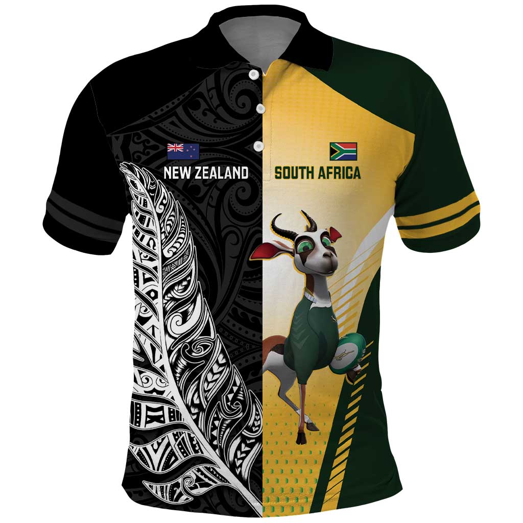 New Zealand and South Africa Rugby Custom Polo Shirt Maori Silver Fern Springbok Together - Polynesian Pride