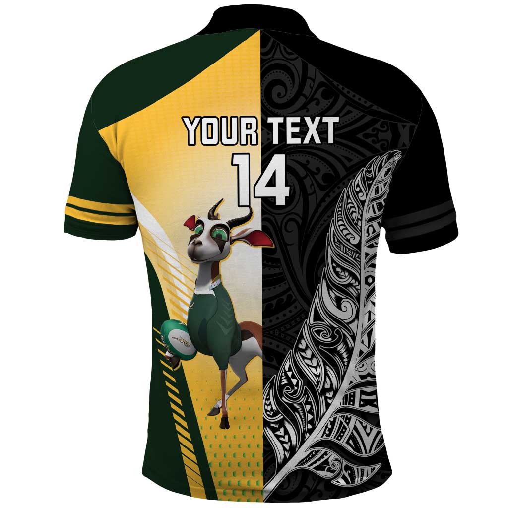 New Zealand and South Africa Rugby Custom Polo Shirt Maori Silver Fern Springbok Together - Polynesian Pride