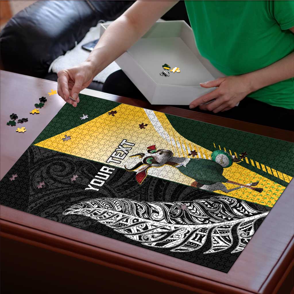 New Zealand and South Africa Rugby Custom Puzzle Maori Silver Fern Springbok Together - Polynesian Pride