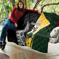 New Zealand and South Africa Rugby Custom Quilt Maori Silver Fern Springbok Together - Polynesian Pride