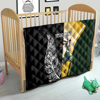New Zealand and South Africa Rugby Custom Quilt Maori Silver Fern Springbok Together - Polynesian Pride