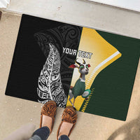 New Zealand and South Africa Rugby Custom Rubber Doormat Maori Silver Fern Springbok Together - Polynesian Pride
