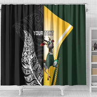 New Zealand and South Africa Rugby Custom Shower Curtain Maori Silver Fern Springbok Together - Polynesian Pride