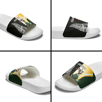 New Zealand and South Africa Rugby Custom Slide Sandals Maori Silver Fern Springbok Together - Polynesian Pride